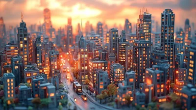 Vibrant 3D Paper Art Cityscape