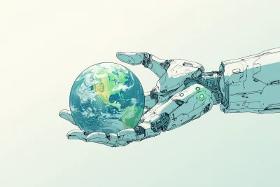 Robotic Hand Holding Earth