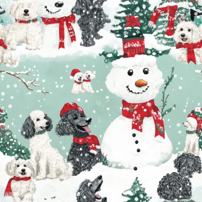 Festive Poodle Snowman