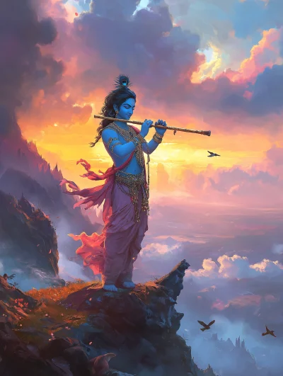 Divine Krishna on the Mountain