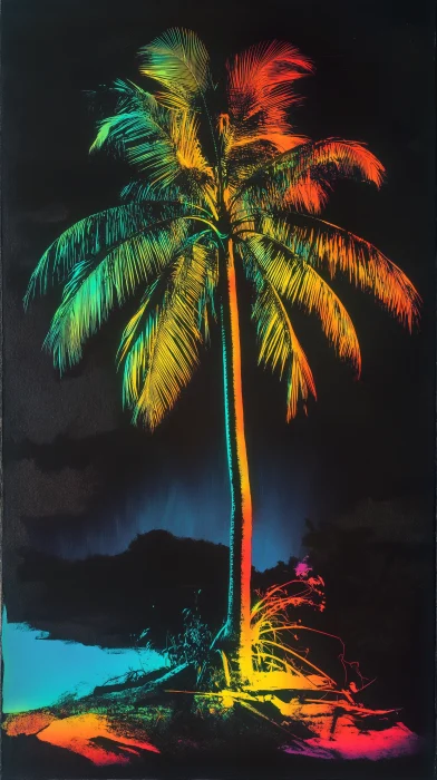 Fluorescent Palm Tree Art