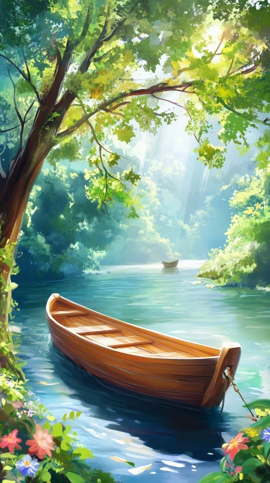 Wooden Boat by the River