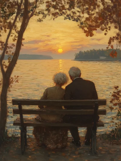 Elderly Couple at Sunset