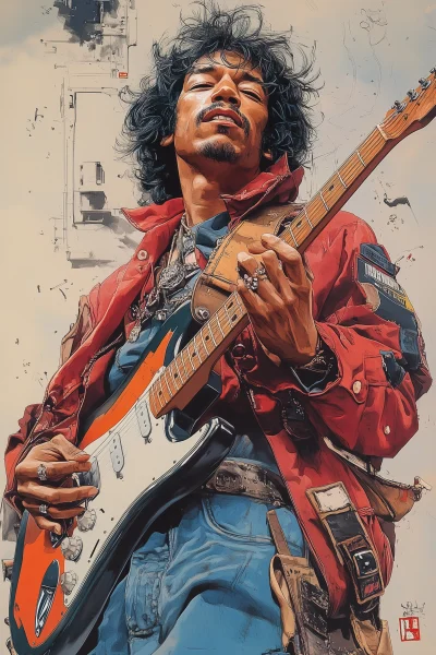 Colorful Jimi Hendrix Illustration