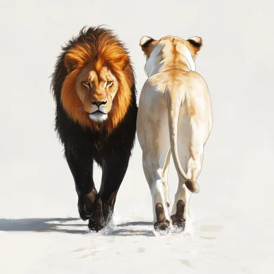 Biblical Lion and Lioness Illustration