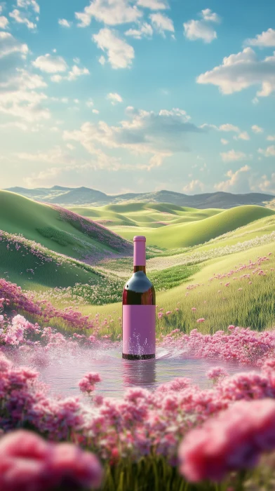 Pastel Landscape with Wine