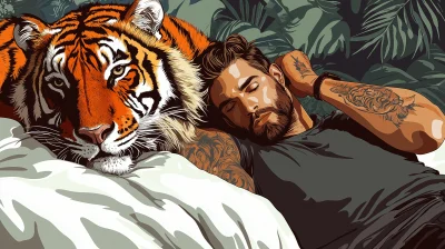 Tiger and Man Tattoo