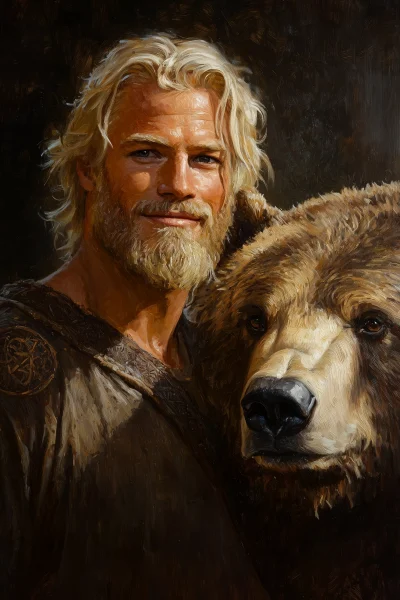 Viking God with Grizzly Bear