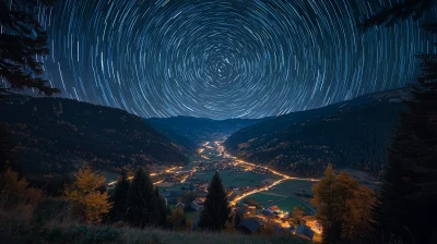 Star Trails Over a Clear Sky