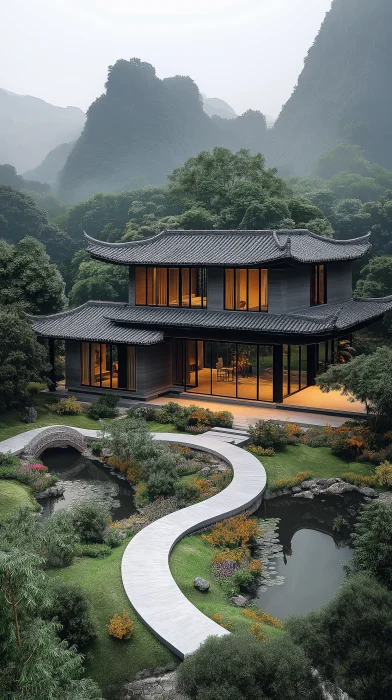 Modern Chinese Villa in Mountains