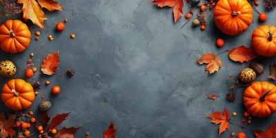 Autumn Leaves and Pumpkins