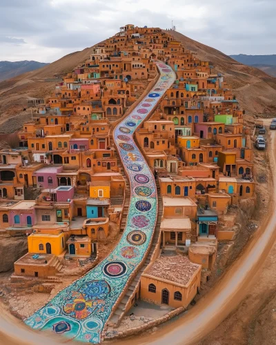 Aerial View of a Mountain Village