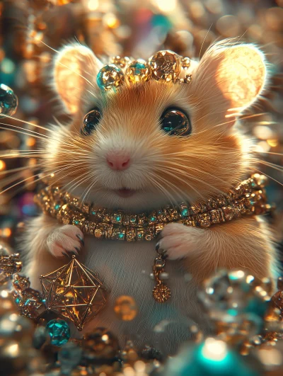 Golden Hamster with Vibrant Chain