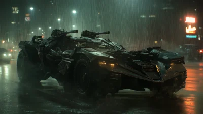 Armored Batmobile in Rain