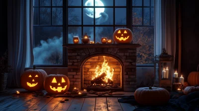 Cozy Halloween Fireplace