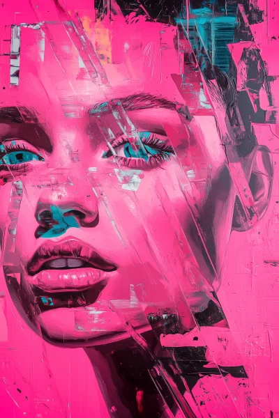 Glitch Portrait in Pink