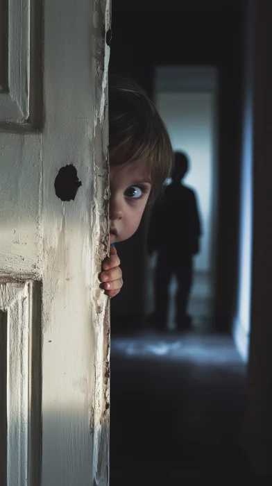 Scared Child Peeking