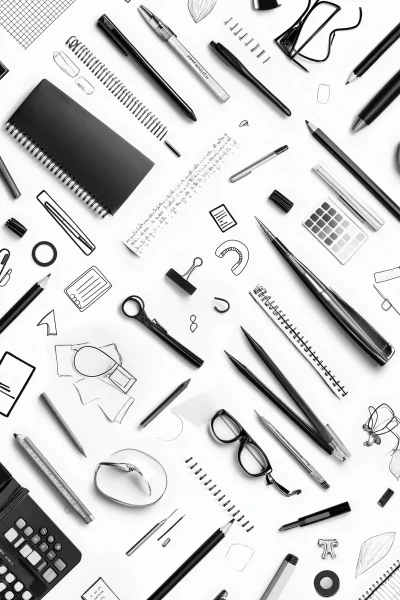 Black and White Office Tools Pattern