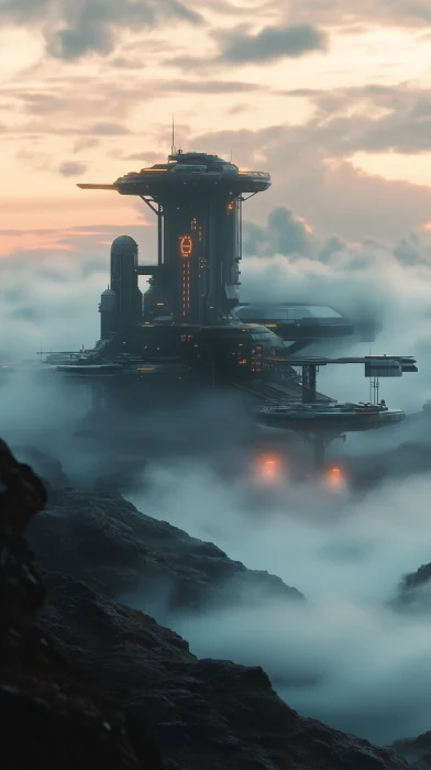 Futuristic Outpost in a Barren Landscape