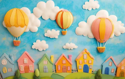 Cheerful Hot Air Balloon Scene