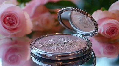 Floral Engraved Compact Mirror