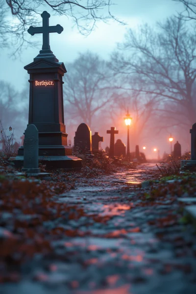 Creepy Graveyard at Dusk