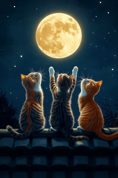 Cats Reaching for the Moon