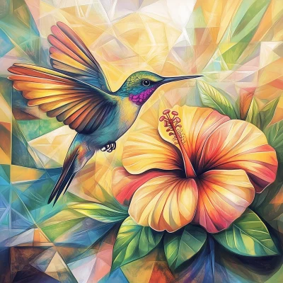 Hummingbird in Hibiscus