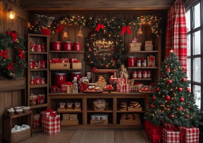 Vintage Christmas Bakery Backdrop