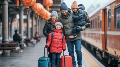 Happy Family Returning Home