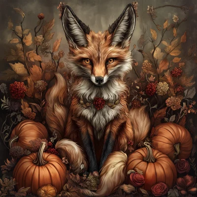 Autumn Fox with Four Tails