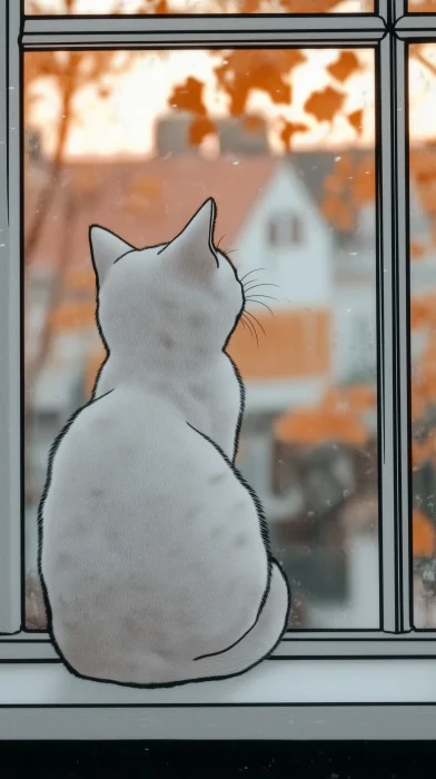 White Cat Gazing Out