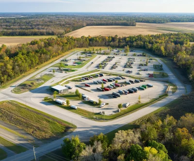 Aerial View of Truck Parking