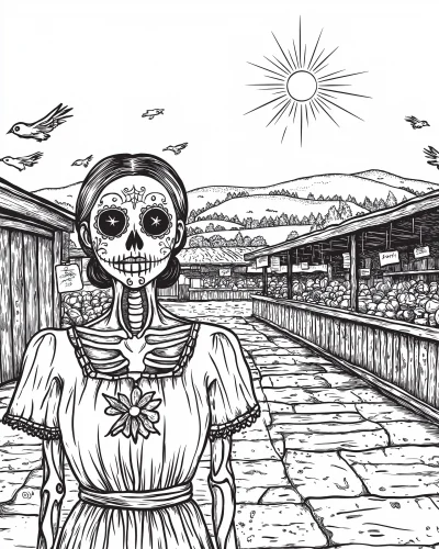 Skeleton Woman at Mercado