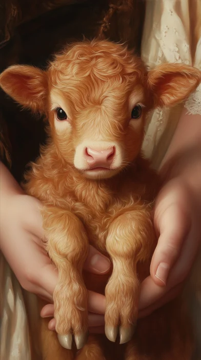 Realistic Painting of a Calf