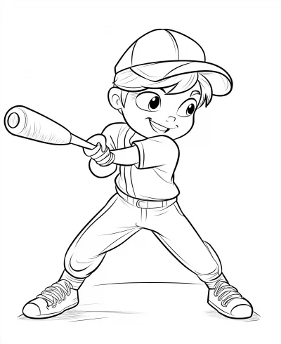 Kid Baseball Player Coloring Page