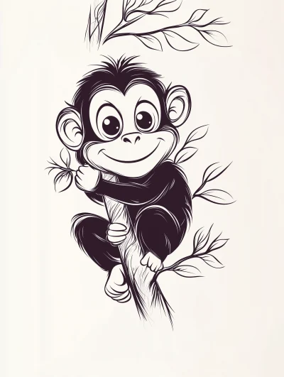 Happy Monkey Climbing Tree