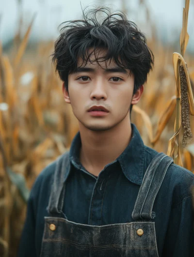 Young Man in Cornfield