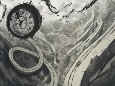 Winding Road and Crumbling Clock