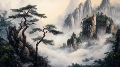 Chinese Landscape with Feng Shui