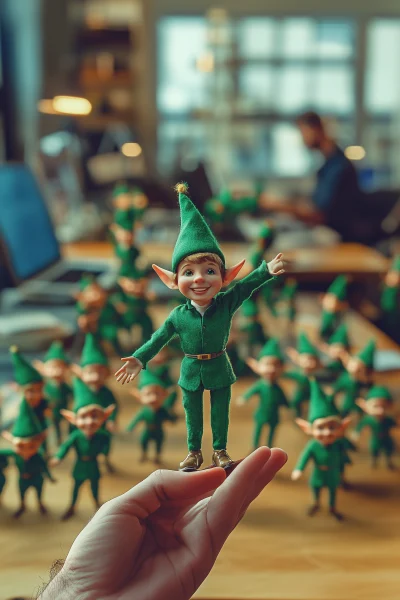 Minimalistic Elves in a Designer’s Office