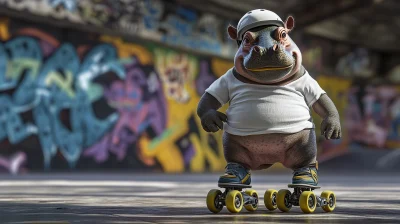 Hippo on Roller Skates