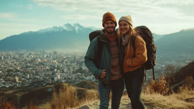 Couple Hiking in Mountains