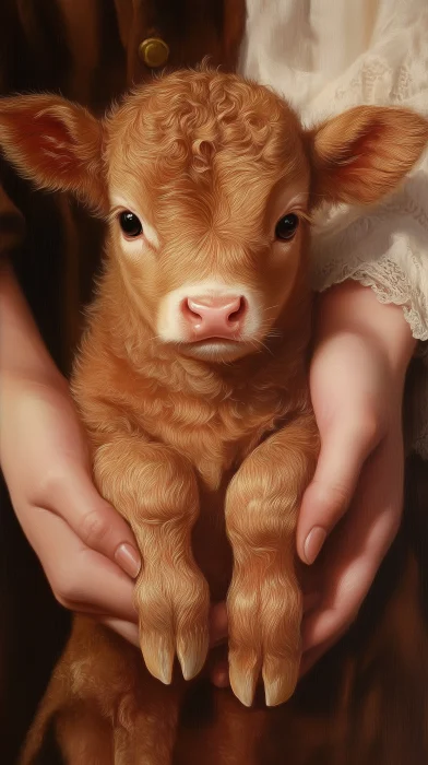 Cute Calf in Hands