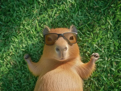 Cute Baby Capybara Relaxing