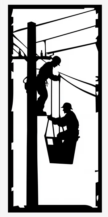 Linemen working on a power pole