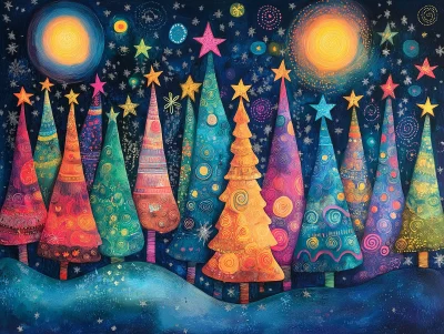 Intricate Christmas Tree and Star Collage