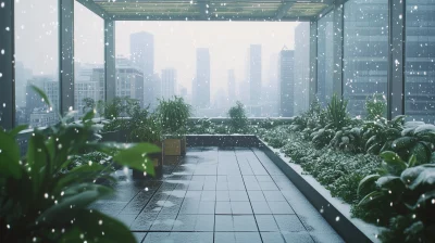 Modern Rooftop Terrace in Snow