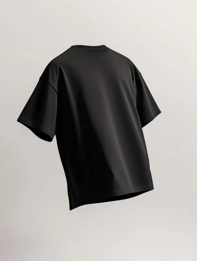 Oversized Black Cotton T-shirt Mockup