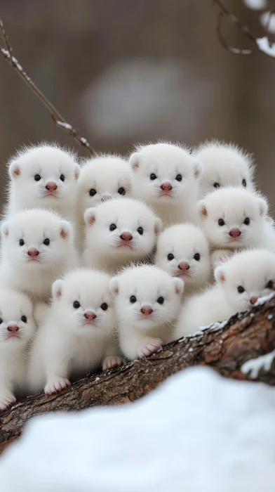 Cute Snow White Otter Cubs in Classroom